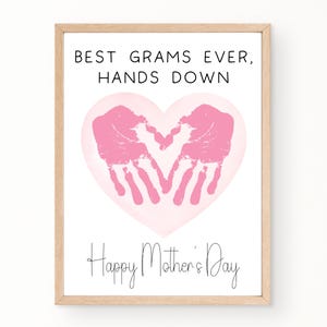 Grams Handprint Mothers Day Gift, Grams Gift From Grandkids, Happy Mothers Day Card Printable, Handprint Art For Grandma