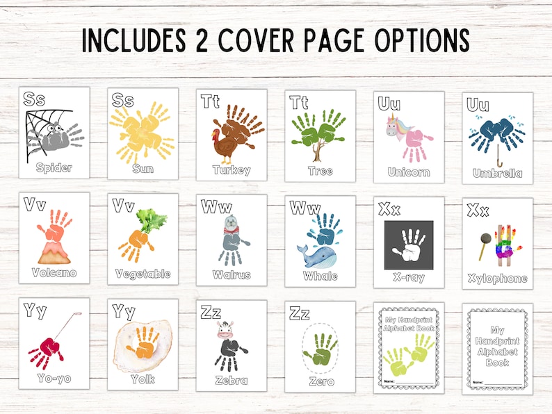 Alphabet Handprint Book Kids Handprint Art Printable ABC Etsy
