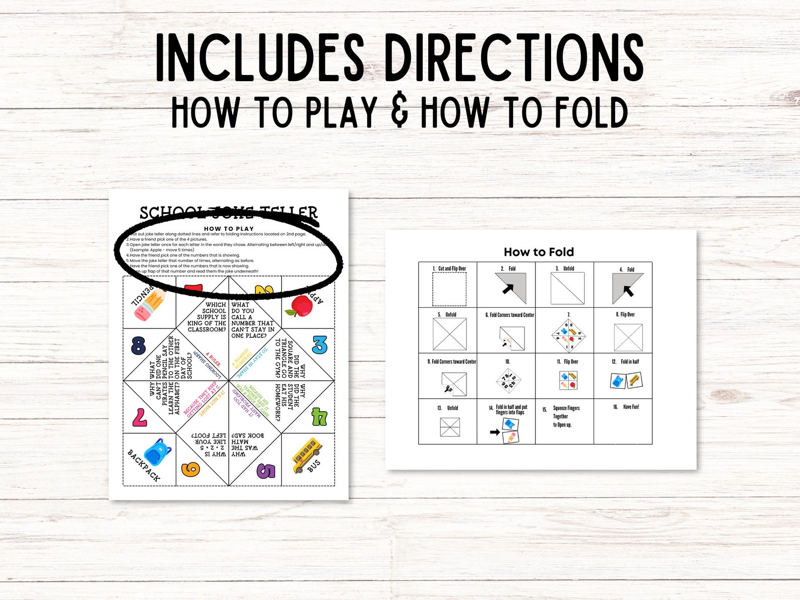 Back to School Jokes Printable Games for Kids, Paper Fortune Teller ...