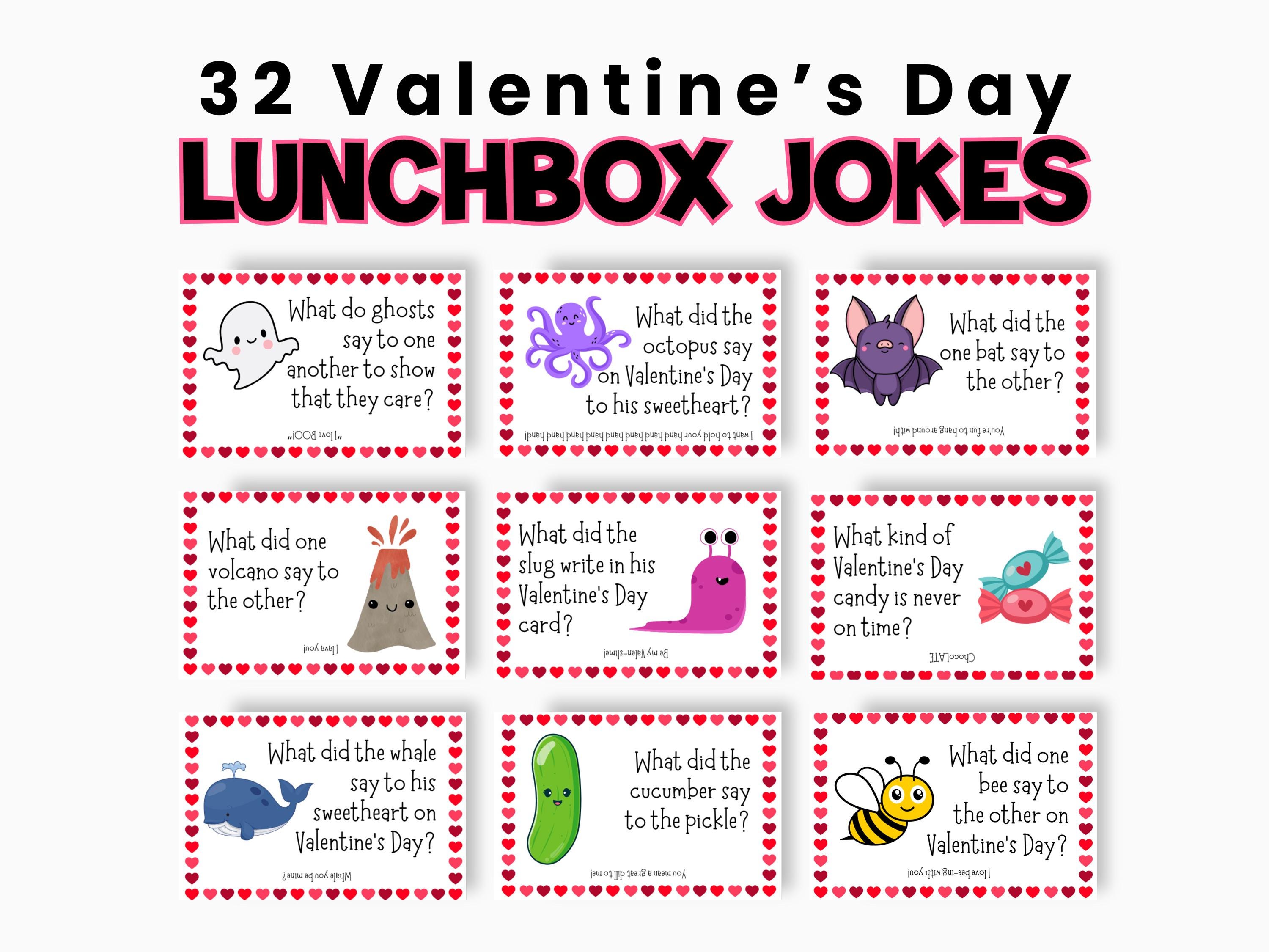 Printable Valentine's Day Jokes, Lunchbox Jokes, Lunchbox Notes for Kids, Lunchbox Cards, Valentine Joke Cards, Kid Joke of the Day