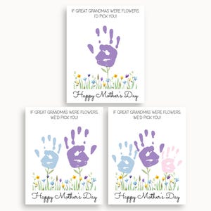 Great Grandma Handprint Mothers Day Gift, If Great Grandmas Were Flowers, Gift From Great Grandkids, Mothers Day Handprint Card Printable