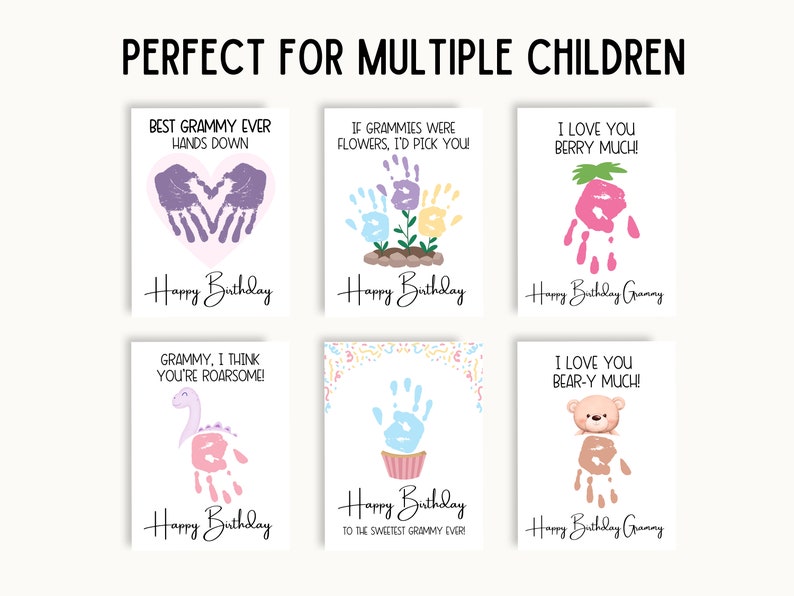 Grammy Birthday Gifts, Handprint Birthday Card Printable, Happy ...