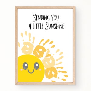 Sending Sunshine Handprint Card from Kids, Printable Thinking of You Card, Get Well Soon Card, Sympathy Card, Cheer Up Card, Handprint Art