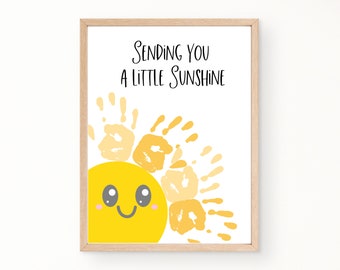 Sending Sunshine Handprint Card from Kids, Printable Thinking of You Card, Get Well Soon Card, Sympathy Card, Cheer Up Card, Handprint Art