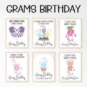 Grams Birthday Gifts, Handprint Birthday Card Printable, Happy Birthday Grams, Grams Gifts From Grandkids, Happy Birthday Grandma Card