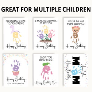 Mom Handprint Birthday Card Printable, Happy Birthday Mom Card, Gift for Mom Birthday Handprint, Mom Handprint Gift from Kids image 3