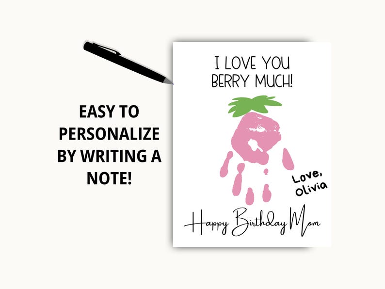 Mom Handprint Birthday Card Printable, Happy Birthday Mom Card, Gift for Mom Birthday Handprint, Mom Handprint Gift from Kids image 4