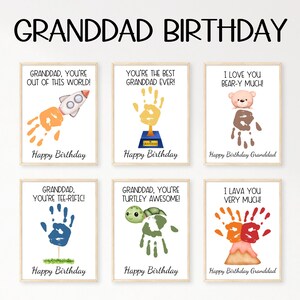 Granddad Handprint Birthday Card, Gift for Granddad from Grandkids, Happy Birthday Granddad, DIY Printable Handprint Art Keepsake
