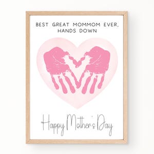 Great Mommom Mothers Day Card, Best Great Mommom Ever, Printable Mother's Day Handprint Card, Mothers Day Gift for Great Mommom