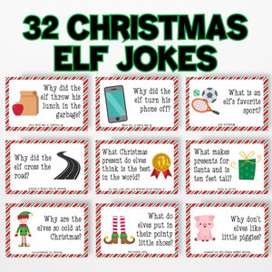 32 Printable Elf Jokes, Elf Activity, Advent Christmas Jokes, Kids Advent Calendar, Lunchbox Jokes, Secret Santa Printable, Xmas Countdown