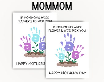 Mommom Gift For Mothers Day Printable, Happy Mothers Day Handprint Card, Gift For Mommom From Grandkids, Handprint Mothers Day For Grandma