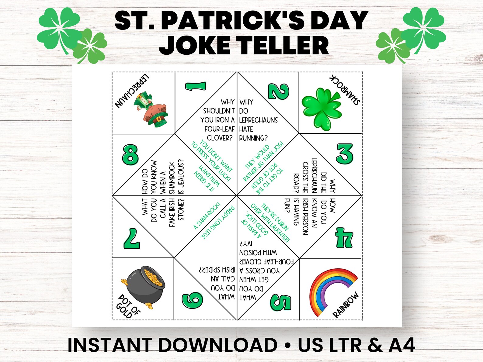 St Patrick's Day Cootie Catcher Printable St - Etsy