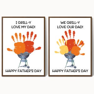 Dad Fathers Day Handprint Craft, Handprint Father's Day Gift for Dad, Printable Fathers Day Card from Kids, Handprint Keepsake Gift