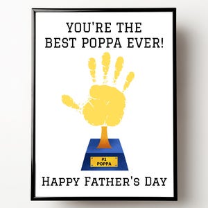 Poppa Fathers Day Cards, Best Poppa Ever, Gifts for Poppa from Grandkids, Printable Handprint Fathers Day Card, Fathers Day Gifts