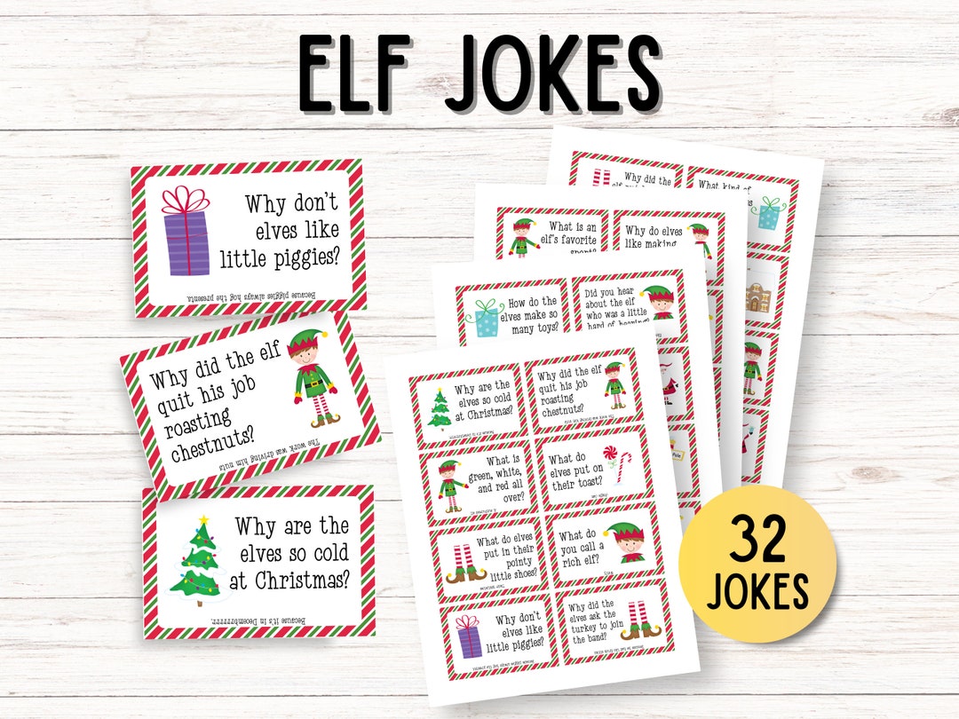 Elf Joke Cards, Printable Christmas Cracker Jokes, Lunchbox Jokes for