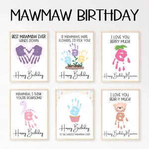 Mawmaw Birthday Card, Happy Birthday Handprint Art, Mawmaw Gift From Grandkids, Handprint Birthday Card Printable, Happy Birthday Mawmaw
