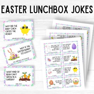 24 Easter Jokes, Printable Jokes, Easter Lunch Box Joke, Easter Egg Stuffer, Lunchbox Joke Cards for Kids, Lunchbox Notes for Kids