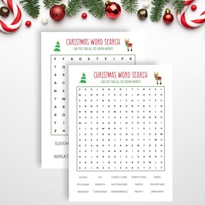 Christmas Word Search Puzzle For Kids, Holiday Games Printable