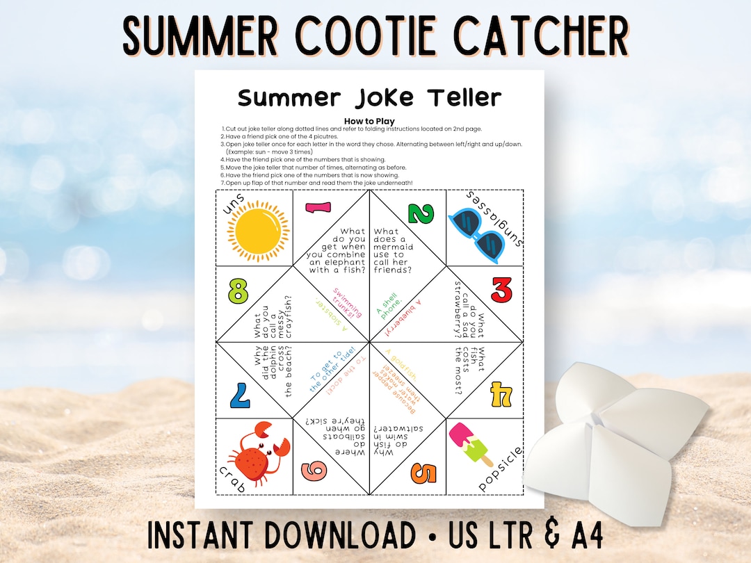 Jokes for Kids Cootie Catcher Chatterbox, Summer Printable Activities ...