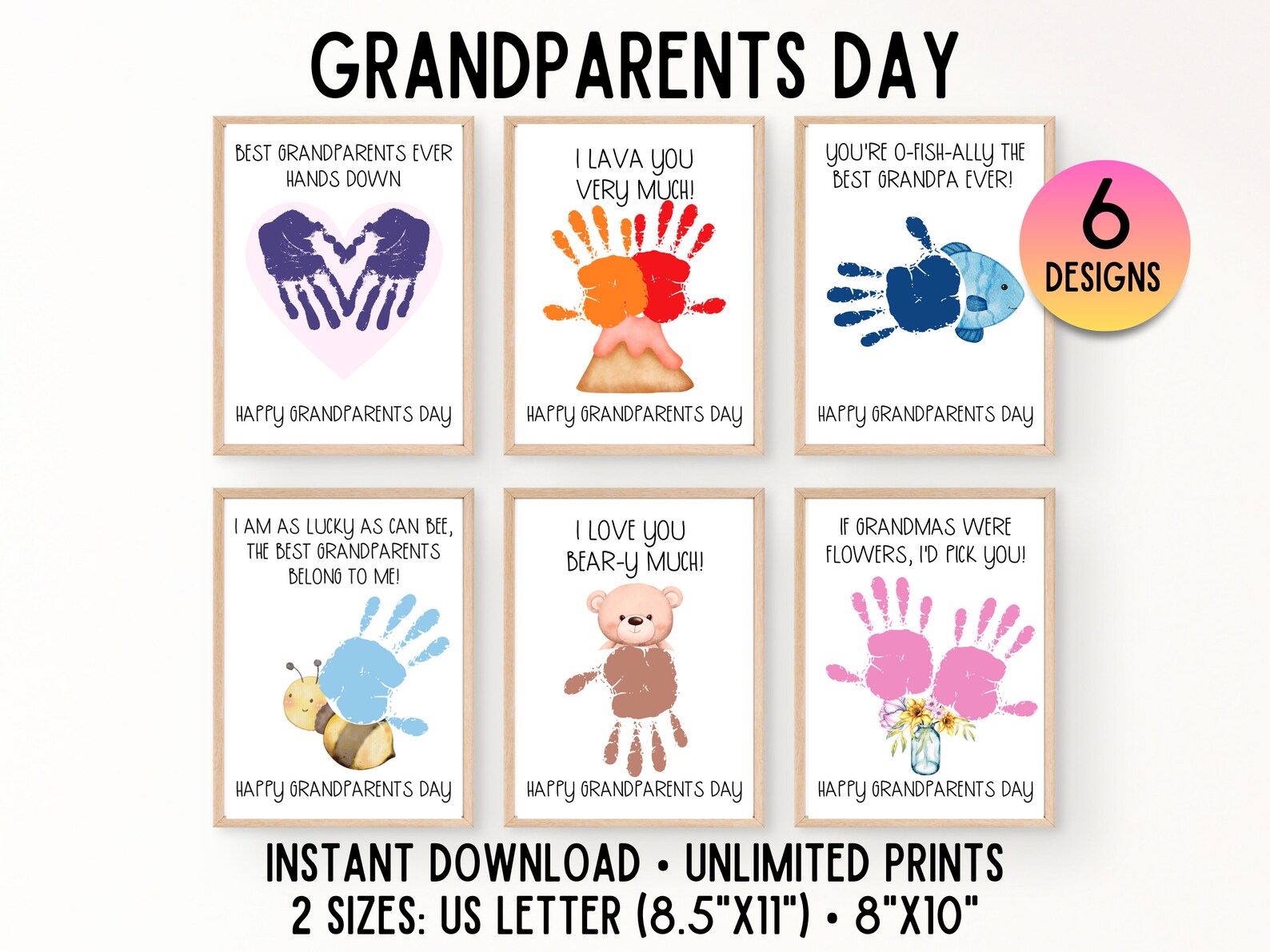 Grandparents Day Handprint Craft Bundle, Grandparents Gift From ...