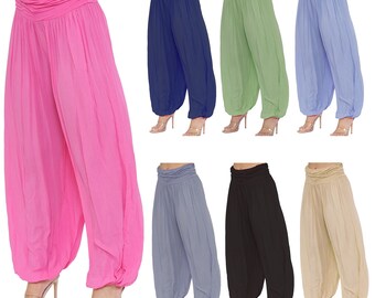 New Womens Legenlook Baggy Alibaba Trousers Plain Ladies Hareem Pants Plus Sizes 