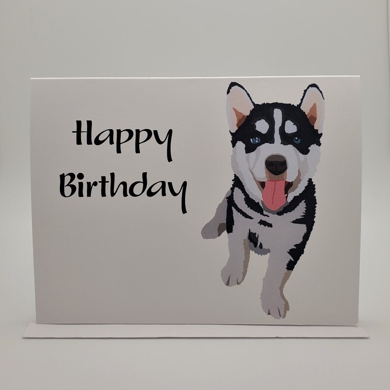 Siberian Husky Birthday Card Single Card Siberian Husky Dog Etsy