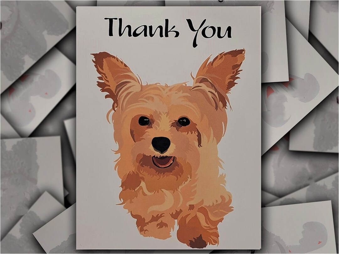 Yorkshire Terrier Thank You Card, Single Card, Yorkshire Terrier Dog