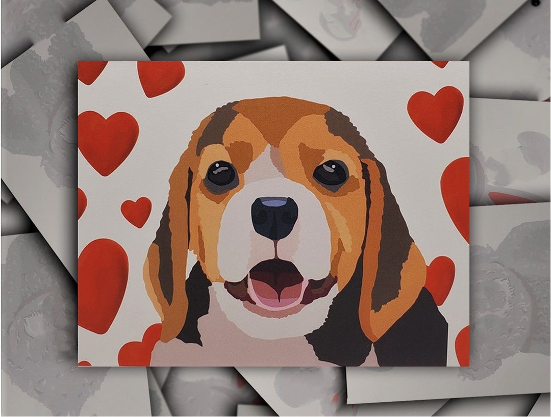 Beagle Love Valentine Anniversary Card, Beagle Dog Gift Card, Puppy Dog ...