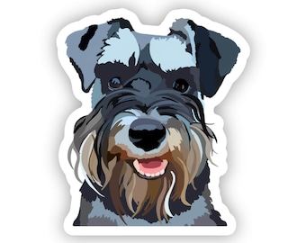 Pegatina de perro Schnauzer, vinilo troquelado, para botella de agua, portátil, funda de teléfono, impermeable, apta para lavavajillas, resistente a arañazos y decoloración.