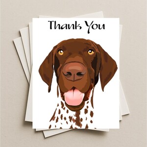 Brown GSP German Shorthaired Pointer thank you card, German Shorthaired Pointer dog gift card, puppy dog thank you blank greeting card