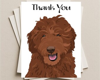 Tarjeta de agradecimiento Goldendoodle, tarjeta de regalo de chocolate para perro Goldendoodle, tarjeta de felicitación en blanco de agradecimiento para cachorro Doodle