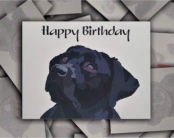 Black Labrador birthday card, Black Labrador Retriever dog gift card, Lab puppy dog blank happy birthday greeting card