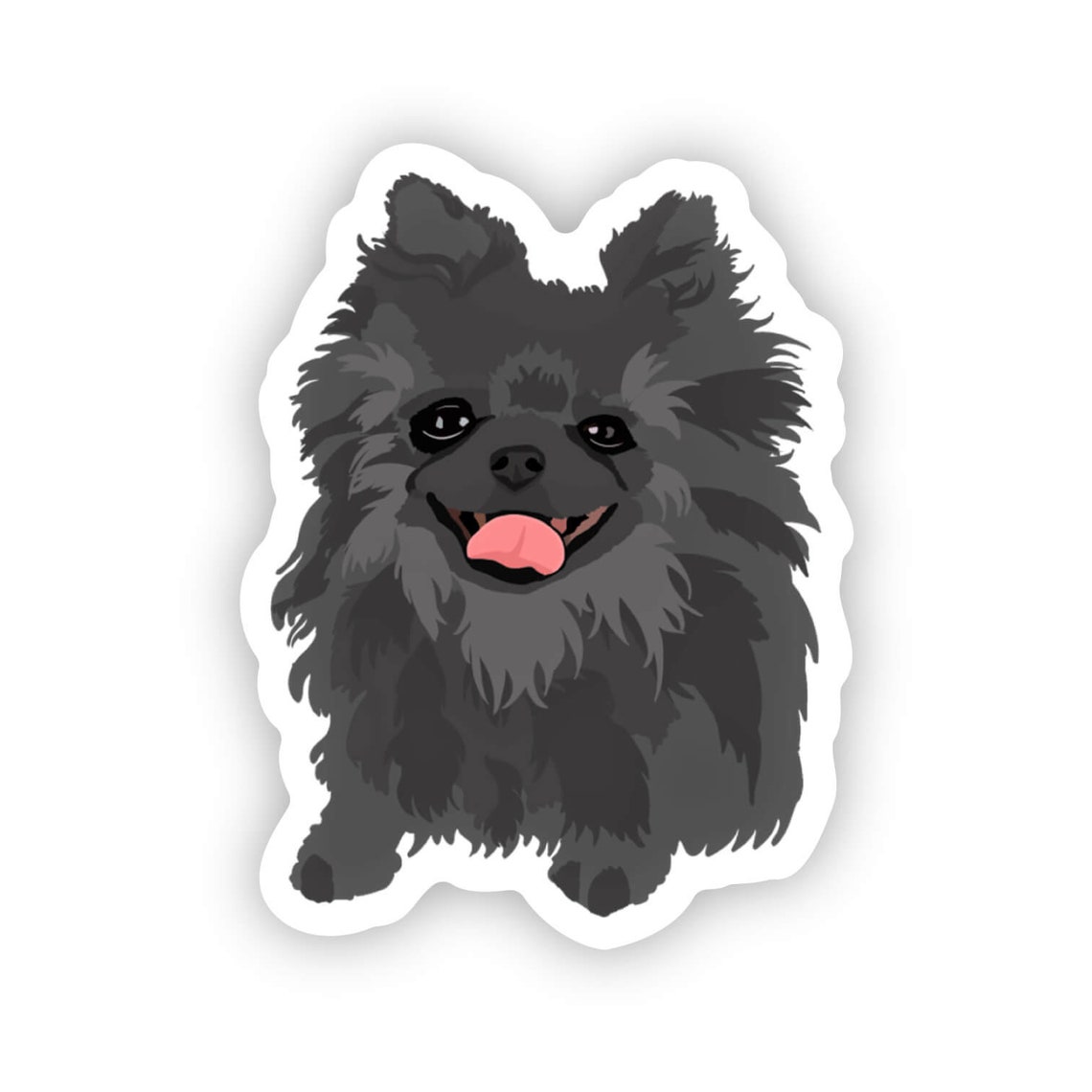 Pomeranian Black Gray Dog Sticker, Die Cut Vinyl, Water Bottle, Laptop ...