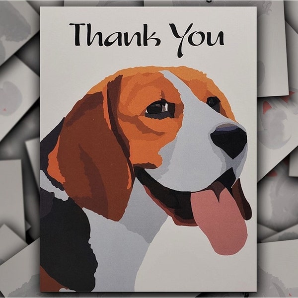 Beagle thank you card, Single card, Beagle dog thank you gift card, Beagle puppy thank you greeting card