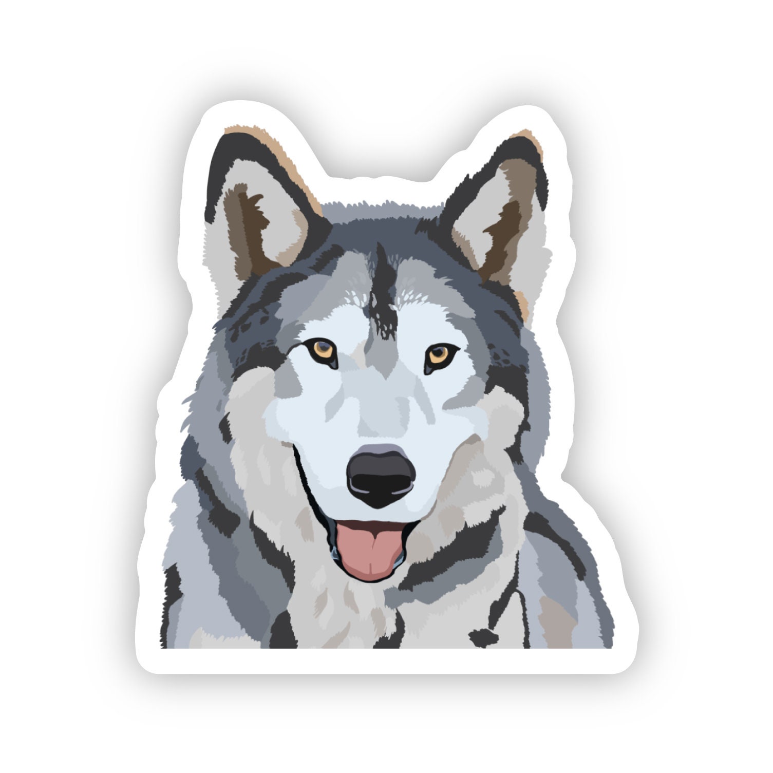 Gray Wolfdog Sticker, Die Cut Vinyl, Water Bottle, Laptop, Phone Case ...