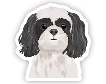 Pegatina de perro Shih Tzu, vinilo troquelado, ideal para botella de agua, portátil o funda de teléfono. Resistente al agua, al lavavajillas, a los arañazos y a la decoloración.