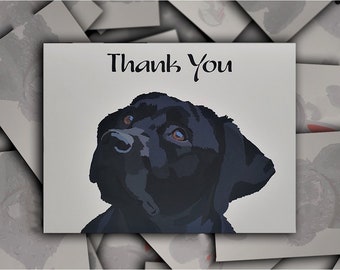 Black Labrador thank you card, Black Labrador Retriever dog gift card, Lab puppy dog thank you blank greeting card