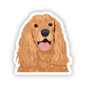 Cocker Spaniel Golden Dog Sticker, Die Cut Vinyl, Water Bottle, Laptop, Phone Case, Waterproof, Dishwasher Safe, Scratch Resistant