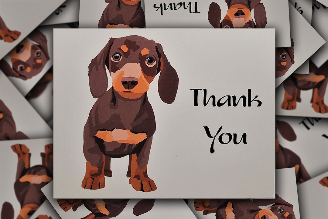 Dachshund Thank You Card Doxie Dachshund Hot Dog Thank You Etsy