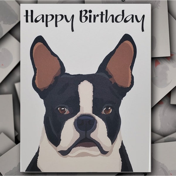 Boston Terrier Birthday Cards - Etsy