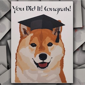 Shiba Inu Congrats on Graduation card, Shiba Inu dog gift card, Shiba Inu puppy graduation cap and tassel blank greeting card