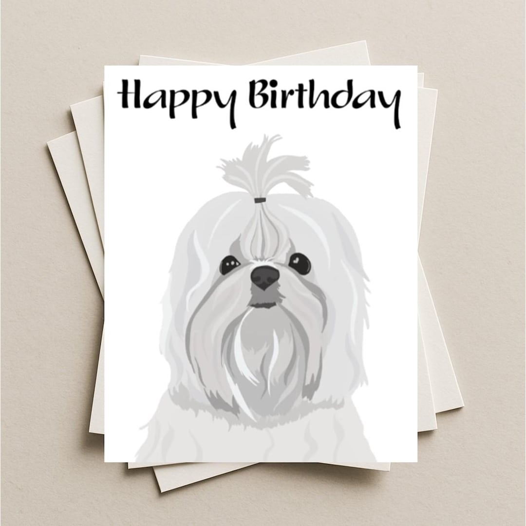 Maltese Dog Birthday Card, Blank Greeting Card, Note or Gift Card With ...