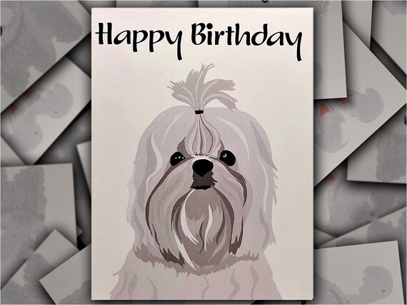 Maltese White Dog Birthday Card Personalised Maltese Birthday Cards