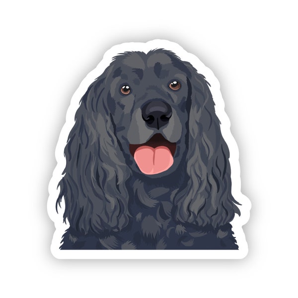 Cocker Spaniel Black Dog Sticker, Die Cut Vinyl, Water Bottle, Laptop, Phone Case, Waterproof, Dishwasher Safe, Scratch Resistant