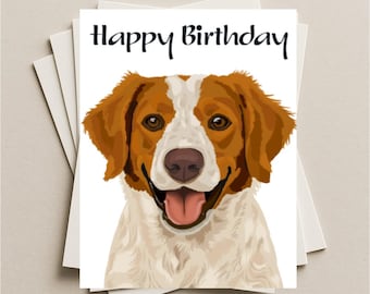 Tarjeta de cumpleaños de perro de Bretaña francesa, tarjeta de felicitación en blanco, nota o tarjeta de regalo con sobre