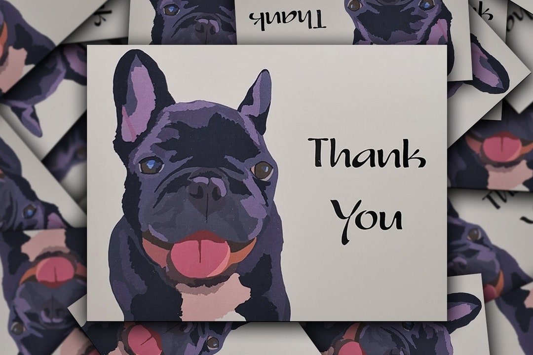 French Bulldog Thank You Card Single Card Frenchie Bulldog - Etsy