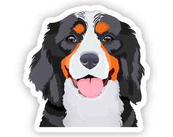 Pegatina de perro de montaña bernés, vinilo troquelado, para botella de agua, portátil, funda de teléfono, impermeable, apta para lavavajillas, resistente a arañazos y decoloración.