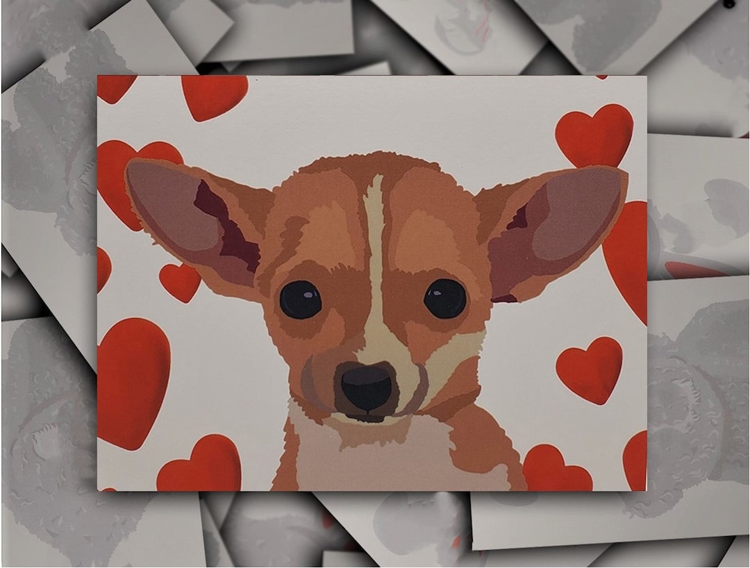 Chihuahua Love Valentine Anniversary Card, Fawn Tan Chihuahua Dog Gift
