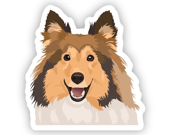 Sheltie Shetland Sheepdog Dog Sticker, Die Cut Vinyl, Water Bottle, Laptop, Phone Case, Waterproof, Dishwasher Safe, Scratch Resistant
