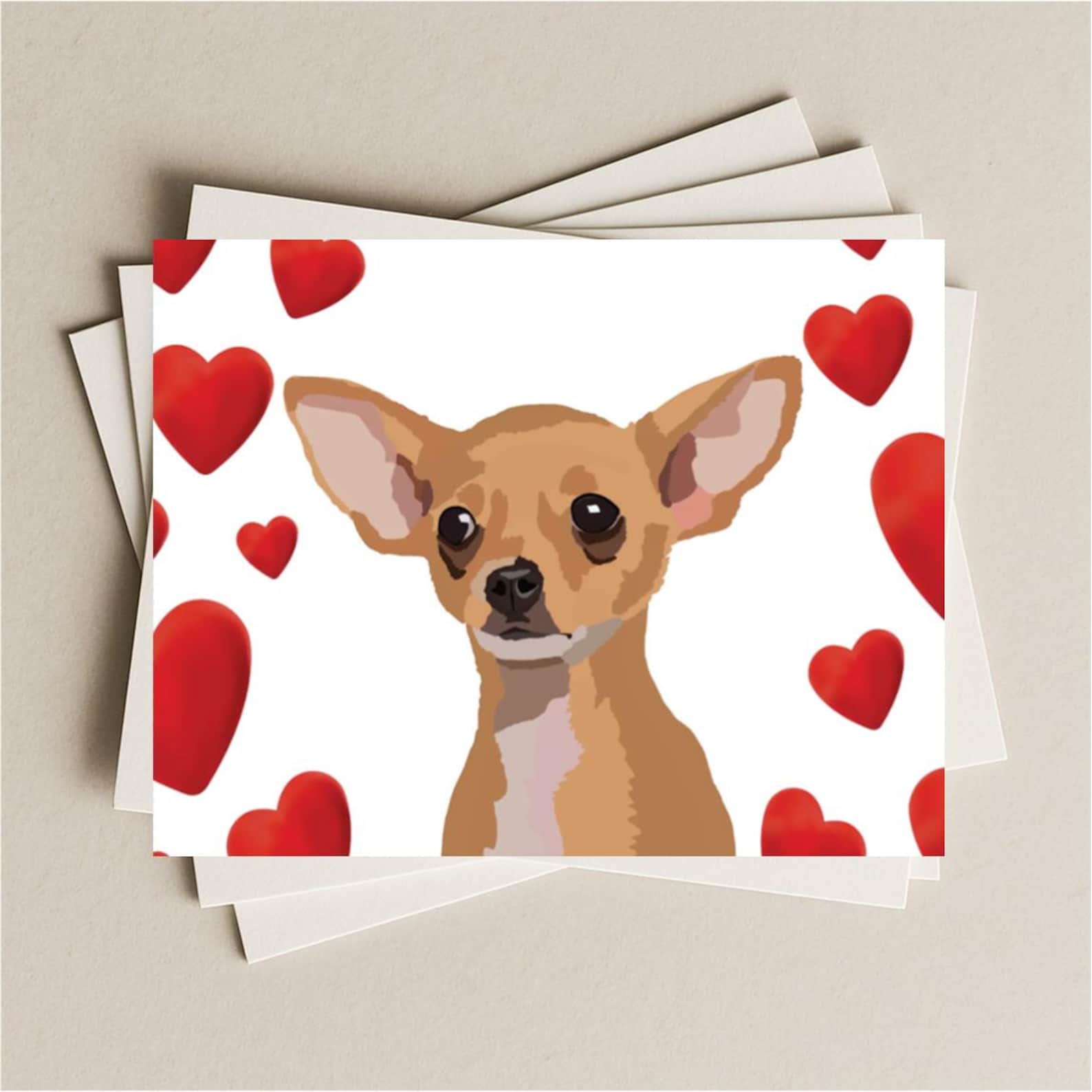 Chihuahua Love Valentine Anniversary Card, Fawn Tan Chihuahua Dog Gift